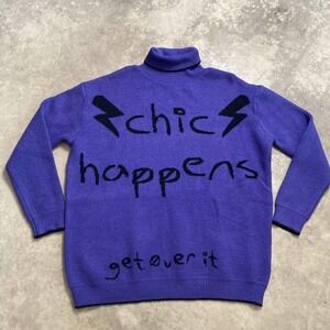 Adika Sweater Womens Small Purple Turtleneck Boxy‎ Chic Happens Relaxed Knit